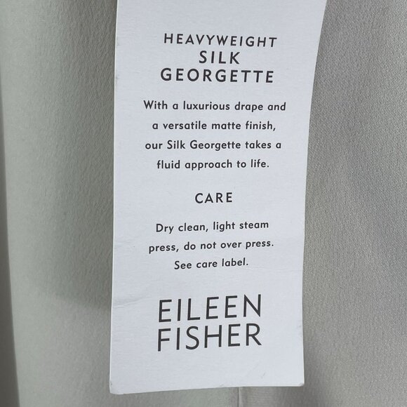 NEW Eileen Fisher Womens Plus 3X 100% Silk Georgette Luxe Trousers Pants Bone - Picture 5 of 13